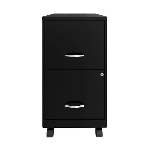 18" 2 Drawer Mobile Metal File Cabinet - Black M141