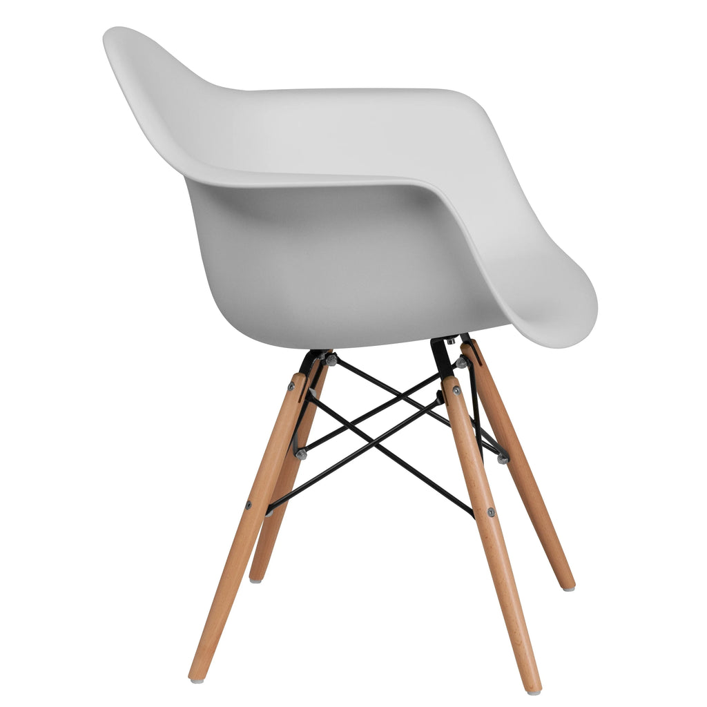 White Arm Chair with Wood Legs X8733