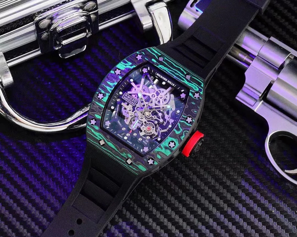 Blue Dial Black Bezel Black Rubber Strap Watch P517488