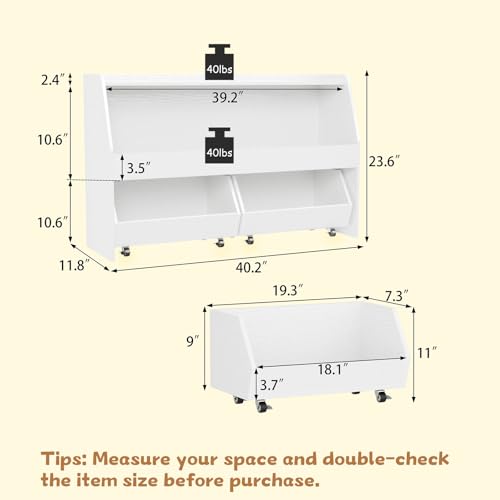 2 Tier Toy Storage Organizer with Movable Bins K30074