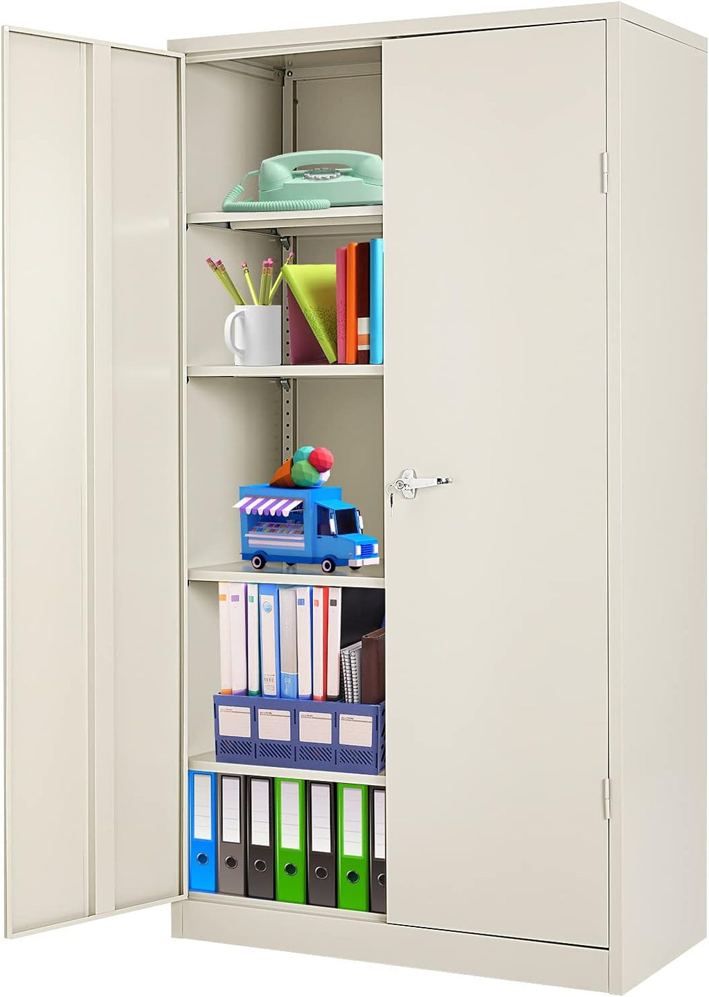 Locking Metal Cabinet with 2 Doors, 4 Adjustable Shelves, 72" G40400