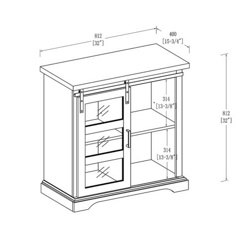 Dark Walnut Sliding Glass Door Buffet Cabinet Q97299