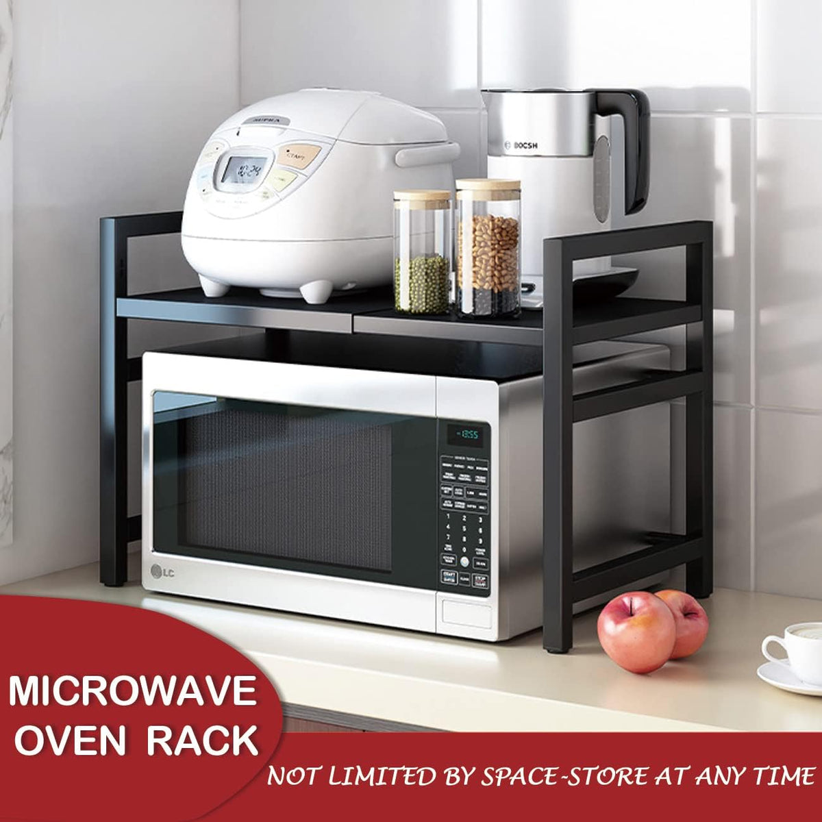 Adjustable Microwave Oven Rack Shelf, Expandable, Pack of 2 H9354