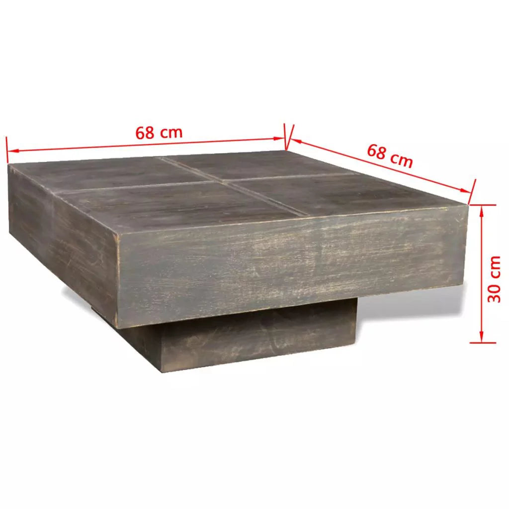 Dark Brown Square Solid Mango Wood Coffee Table C56463