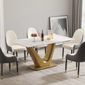 Dining Table with Golden V-Shaped Legs E707761