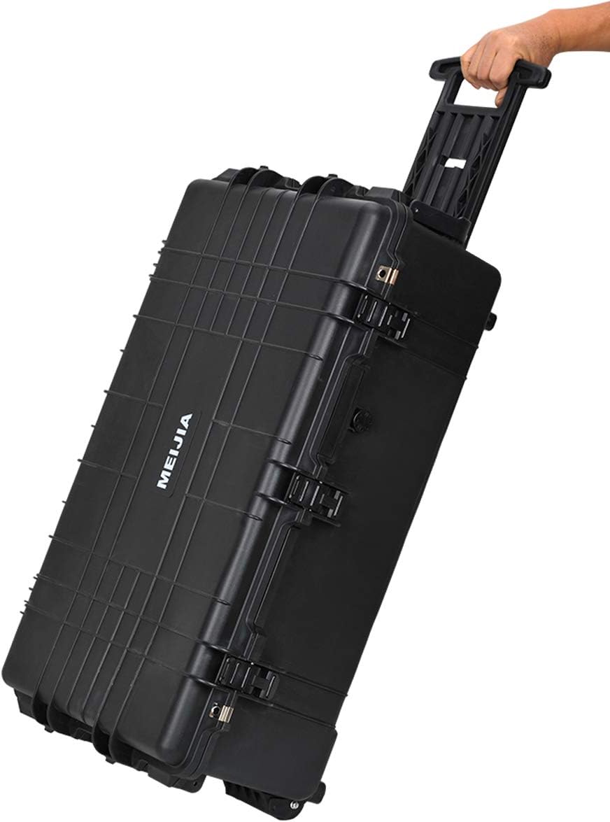 Portable Rolling Waterproof Hard Case with Wheels and Retractable Pull Handle, Black, 31.65inch x 19.37inch x 11.02inch P943325
