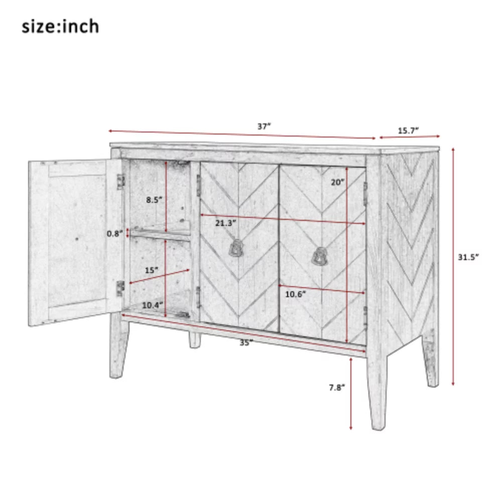 Wooden Storage Cabinet with Adjustable Shelf, Antique Gray V608812
