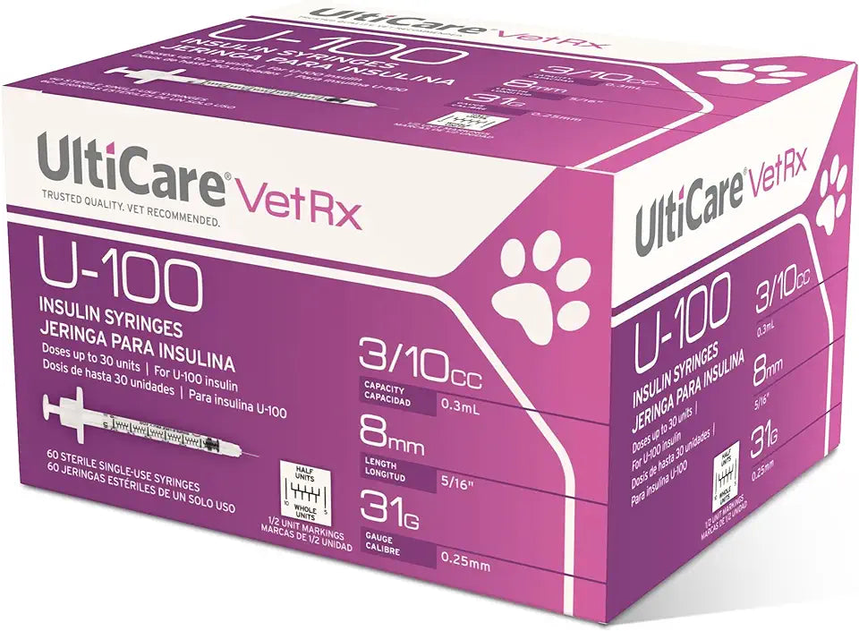 U-100 Pet Insulin Syringes 3/10cc 31G 60 ct O38477