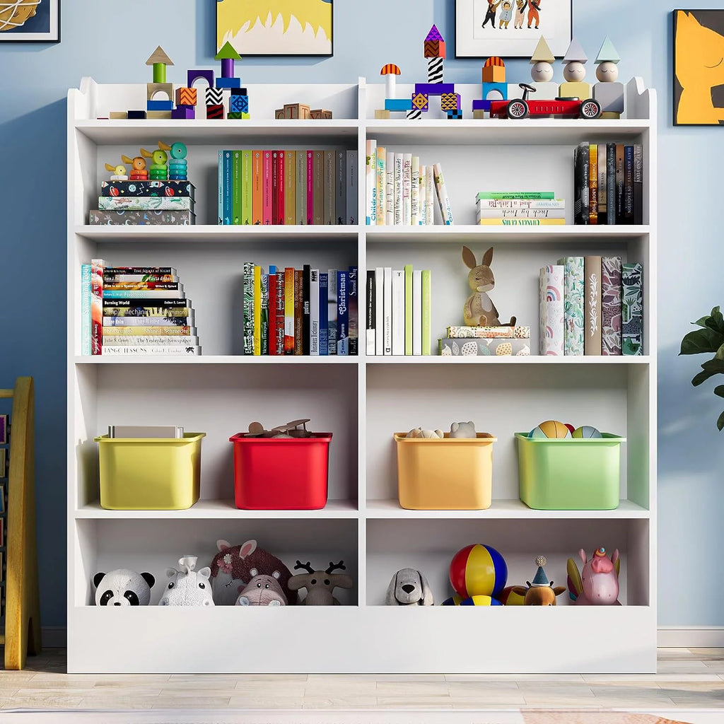 5 Tier White Wooden Kids Bookshelf Y65919