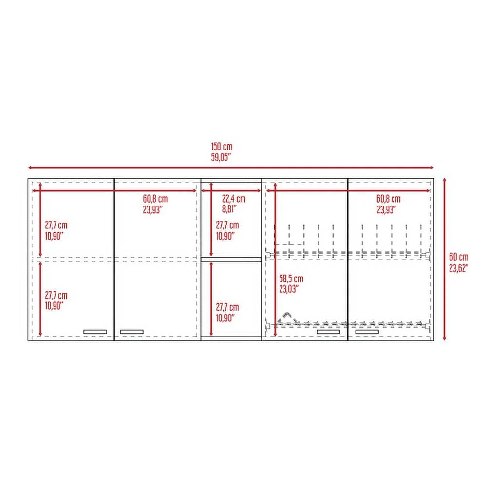 7-Shelf 4-Door 2-piece Kitchen Set White and Light Oak H305